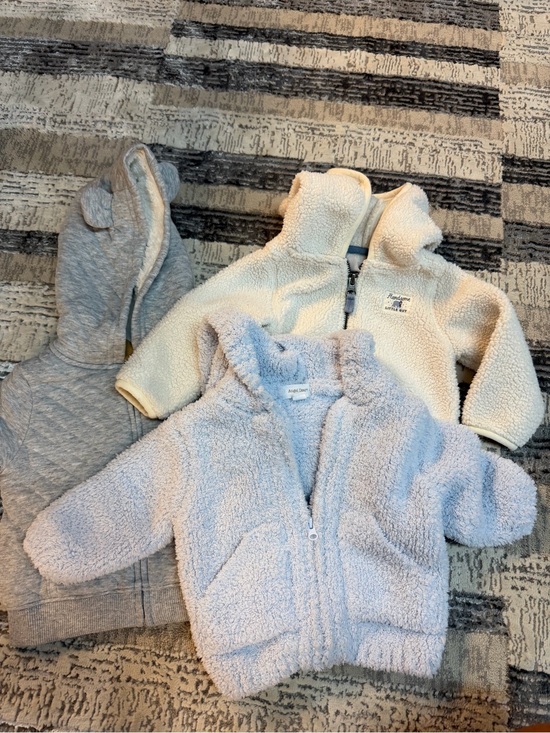 Angel Dear Other - Angel Dear Sherpa Hoodie Jacket in Light Blue, Cream & Gray